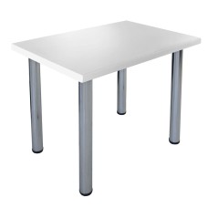 Masa cu picioare crom si blat alb 38mm